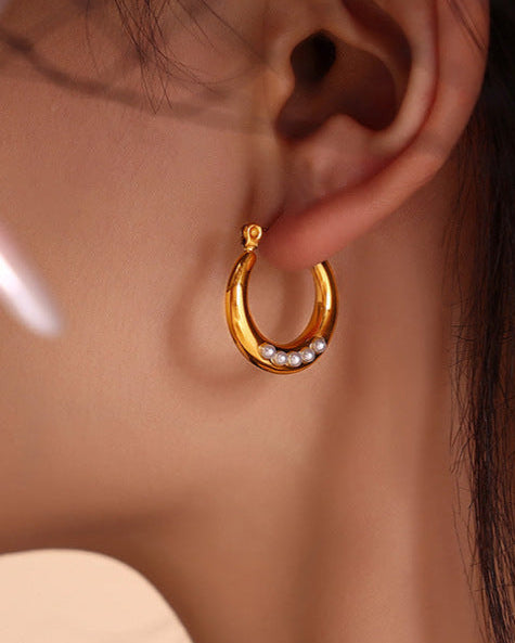Pearl Crescent Earrings