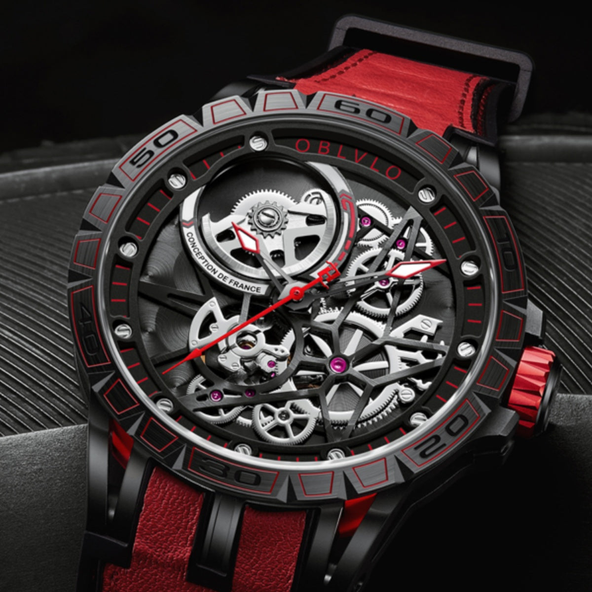 OBLVLO | Men's Large Dial Automatic Mechanical Watch With Tourbillon