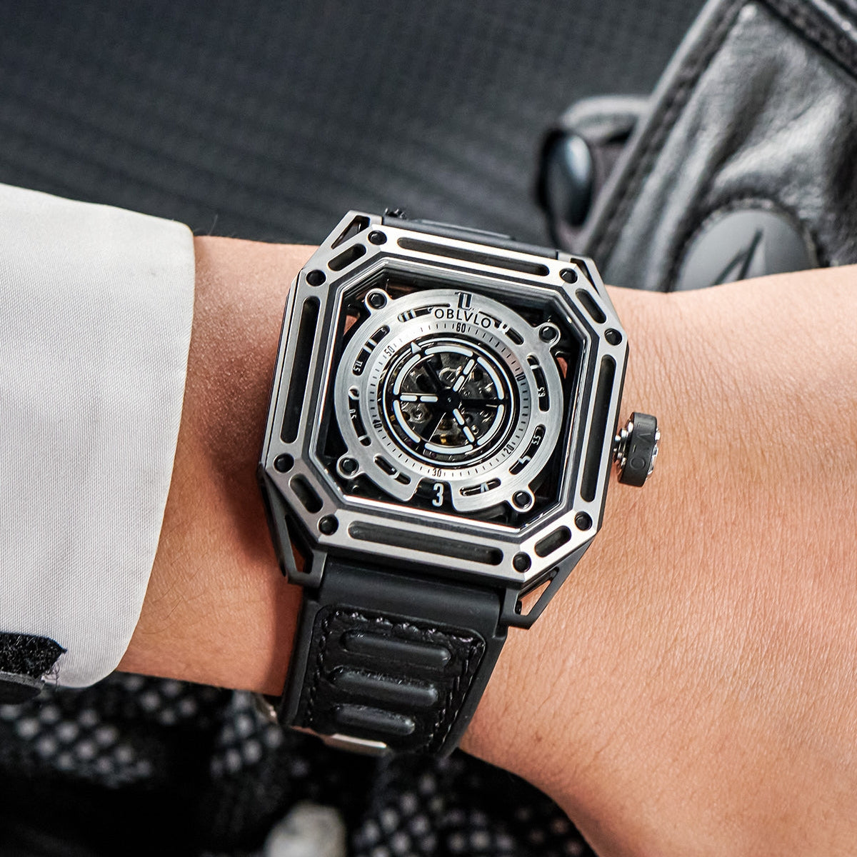 OBLVLO | Mechanic Watch Fashion Square Openwork