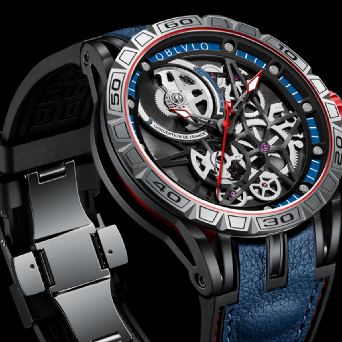 OBLVLO | Men's Large Dial Automatic Mechanical Watch With Tourbillon