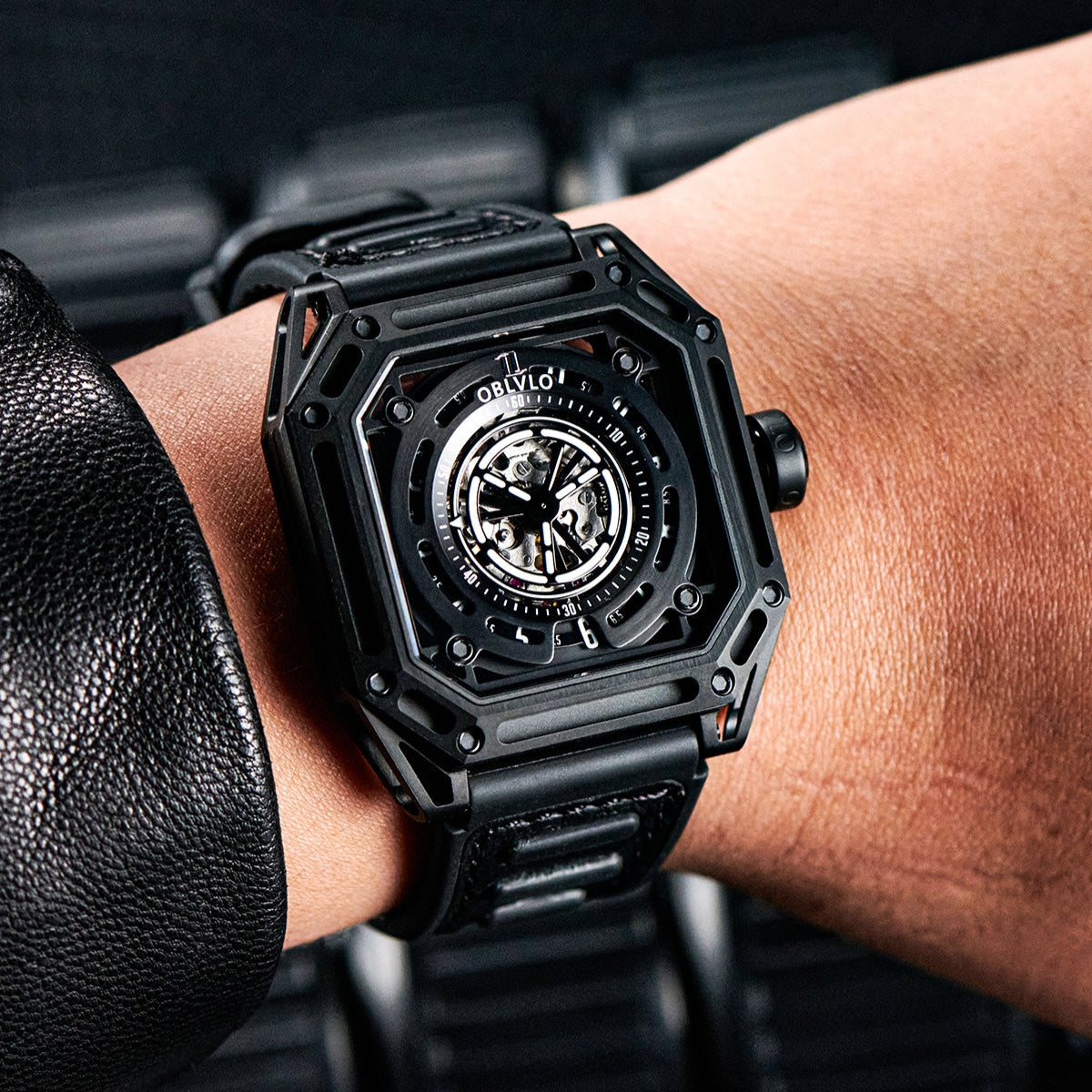 OBLVLO | Mechanic Watch Fashion Square Openwork