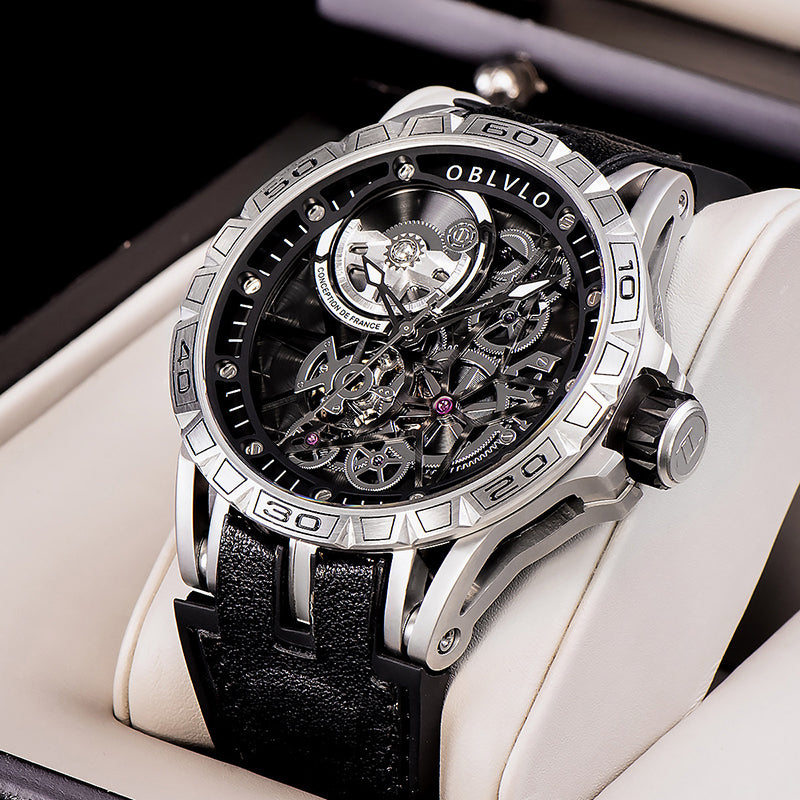 OBLVLO | Men's Large Dial Automatic Mechanical Watch With Tourbillon