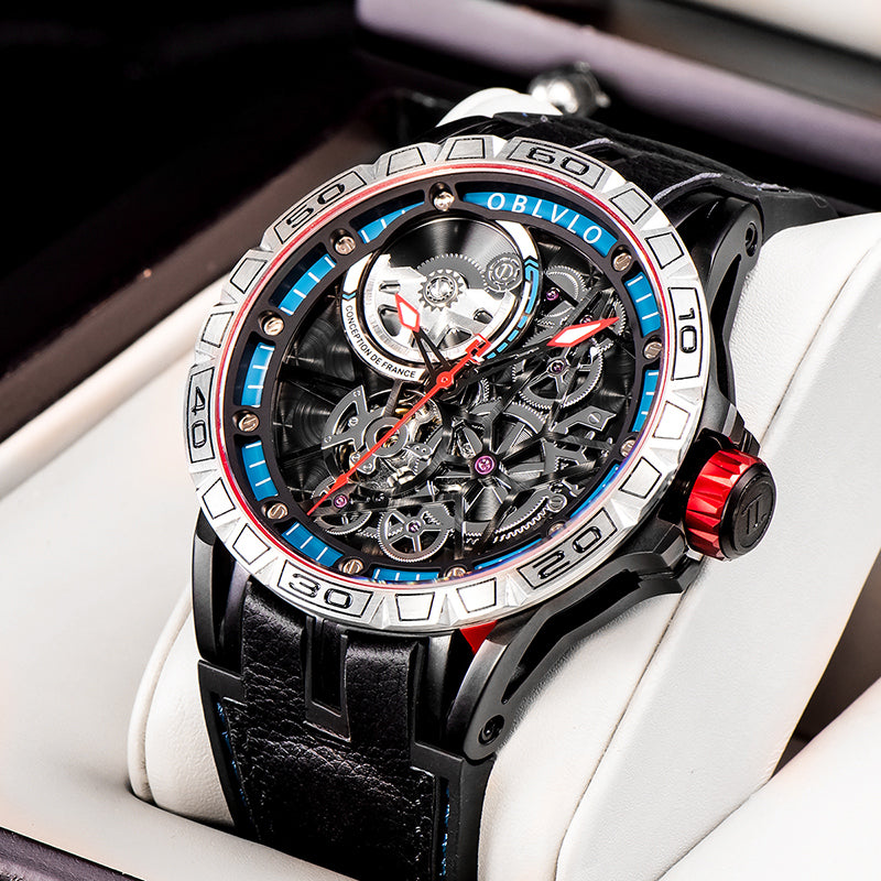 OBLVLO | Men's Large Dial Automatic Mechanical Watch With Tourbillon