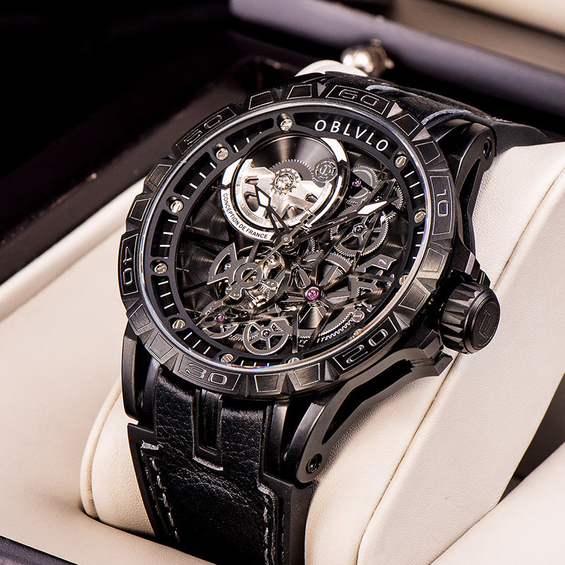 OBLVLO | Men's Large Dial Automatic Mechanical Watch With Tourbillon