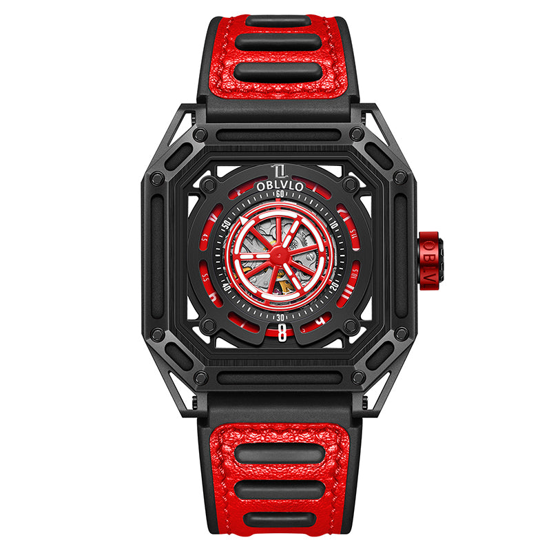 OBLVLO | Mechanic Watch Fashion Square Openwork