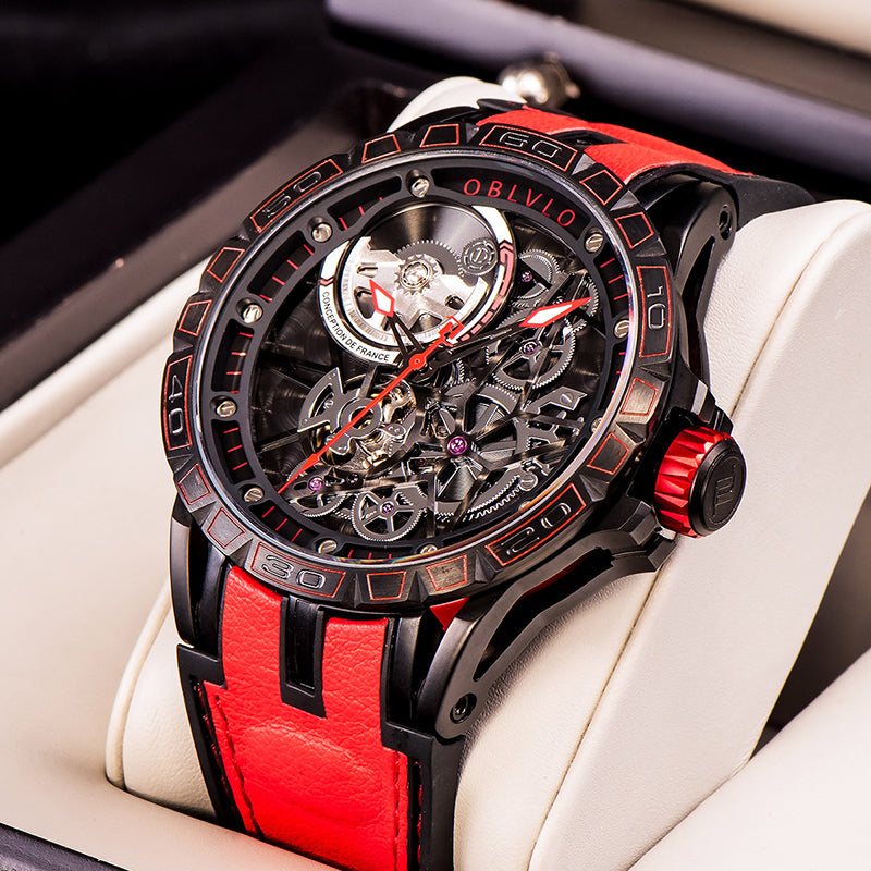 OBLVLO | Men's Large Dial Automatic Mechanical Watch With Tourbillon