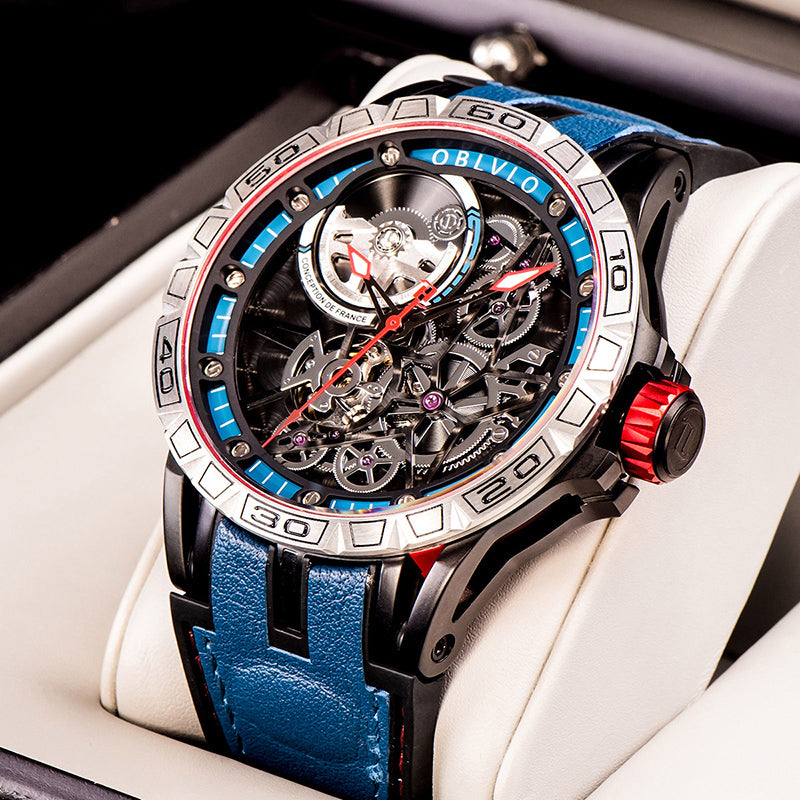 OBLVLO | Men's Large Dial Automatic Mechanical Watch With Tourbillon