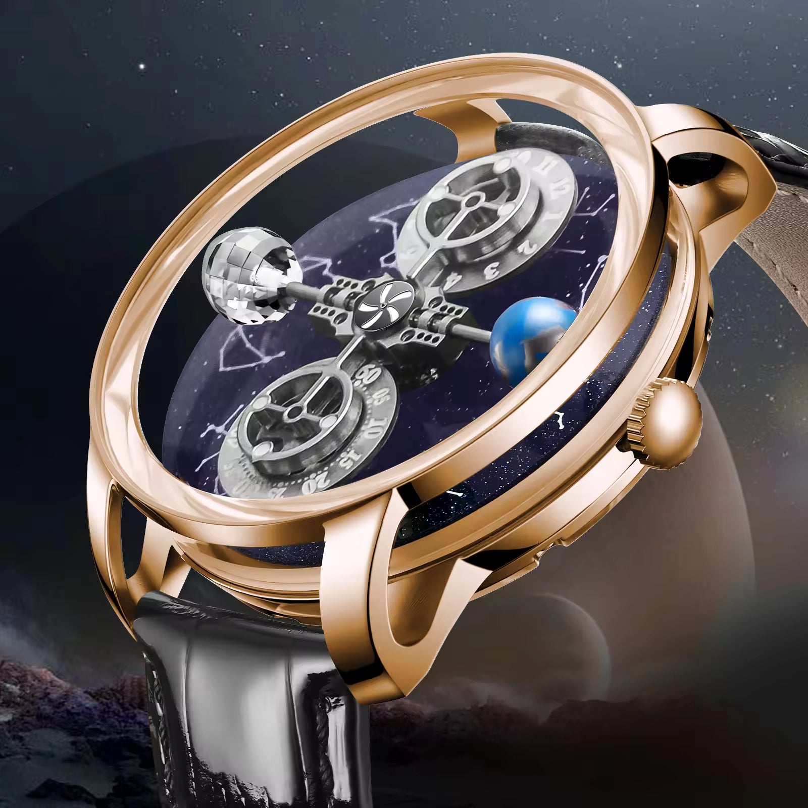 OBLVLO | Celestial Starry Sky Sapphire Waterproof Watch